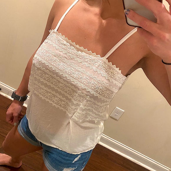 Laurèl Vintage Embroidered Cotton Tank Top Size S - Picture 5 of 10